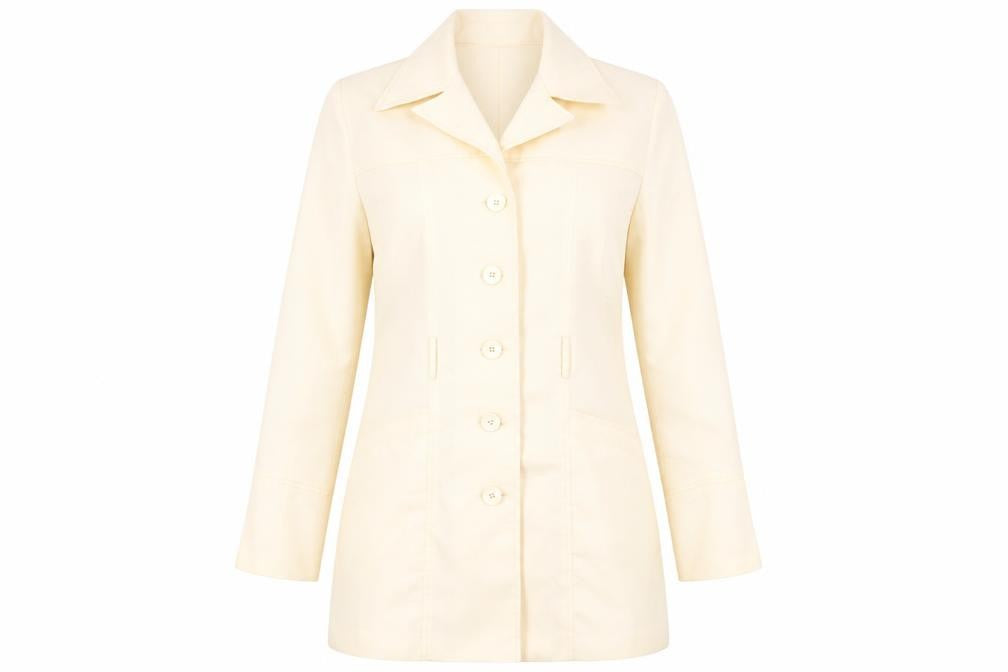 Visions Womens Yellow Overcoat Coat Size S Button