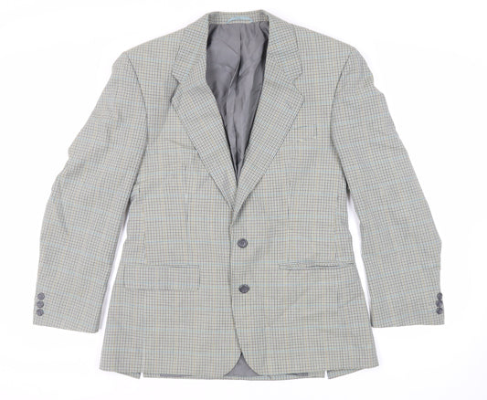 SCOTT Mens Green Plaid Polyester Jacket Suit Jacket Size 40 Regular
