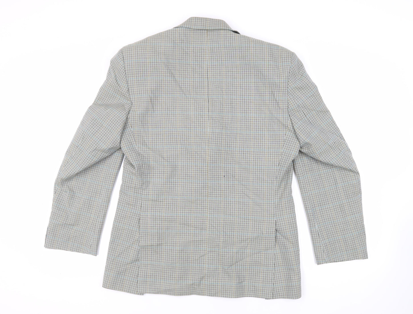 SCOTT Mens Green Plaid Polyester Jacket Suit Jacket Size 40 Regular