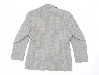 Back view of SCOTT men’s green plaid polyester jacket suit jacket, size 40, regular
