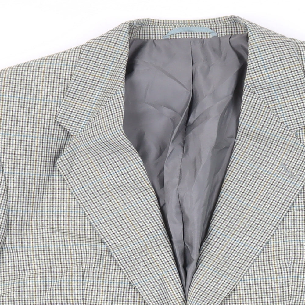 SCOTT Mens Green Plaid Polyester Jacket Suit Jacket Size 40 Regular