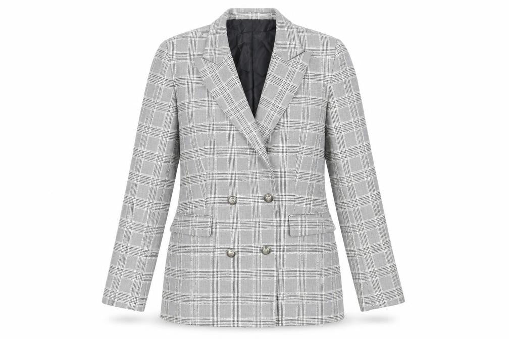 Zara Womens Grey Plaid Jacket Blazer Size L Button