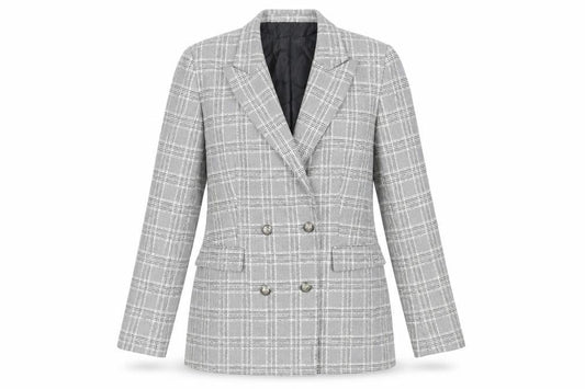 Zara Womens Grey Plaid Jacket Blazer Size L Button