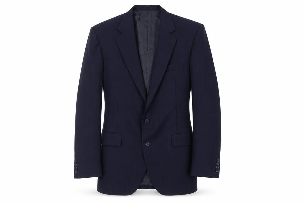 Colliier Mens Blue Striped Wool Jacket Suit Jacket Size 38 Regular