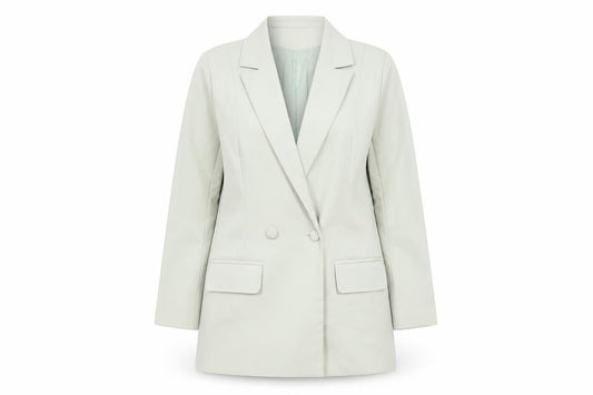 Front view of Missguided women’s green jacket blazer, size UK 12, button