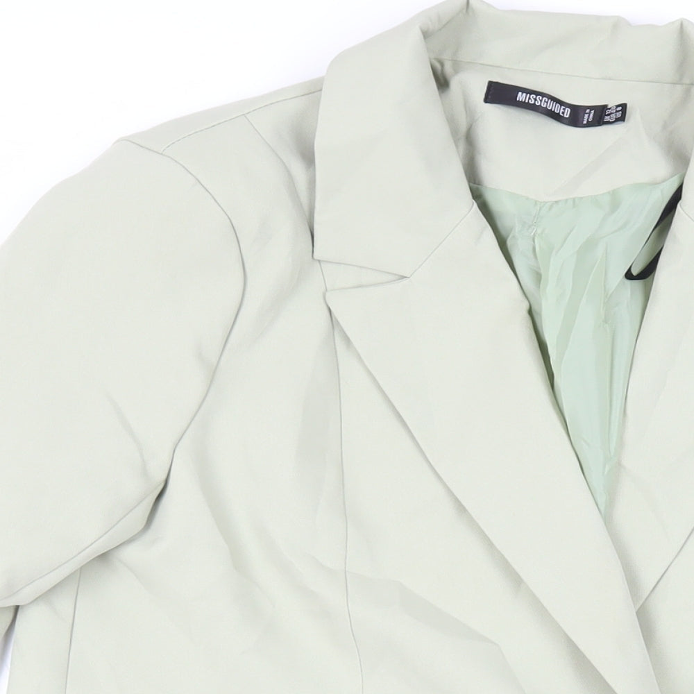 Missguided Womens Green Jacket Blazer Size 12 Button