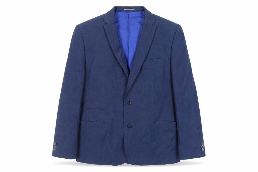 Fellini Mens Blue Polyester Jacket Suit Jacket Size 46 Regular