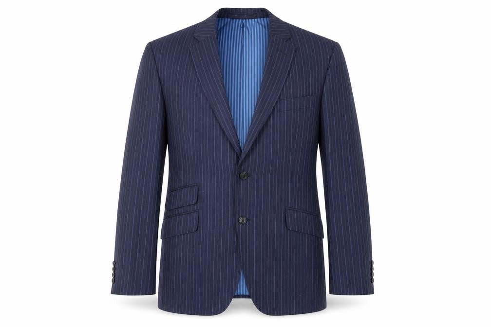 Marks & Spencer Mens Blue Striped Wool Jacket Suit Jacket Size 44 Regular