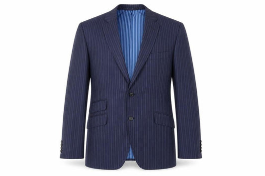 Marks & Spencer Mens Blue Striped Wool Jacket Suit Jacket Size 44 Regular