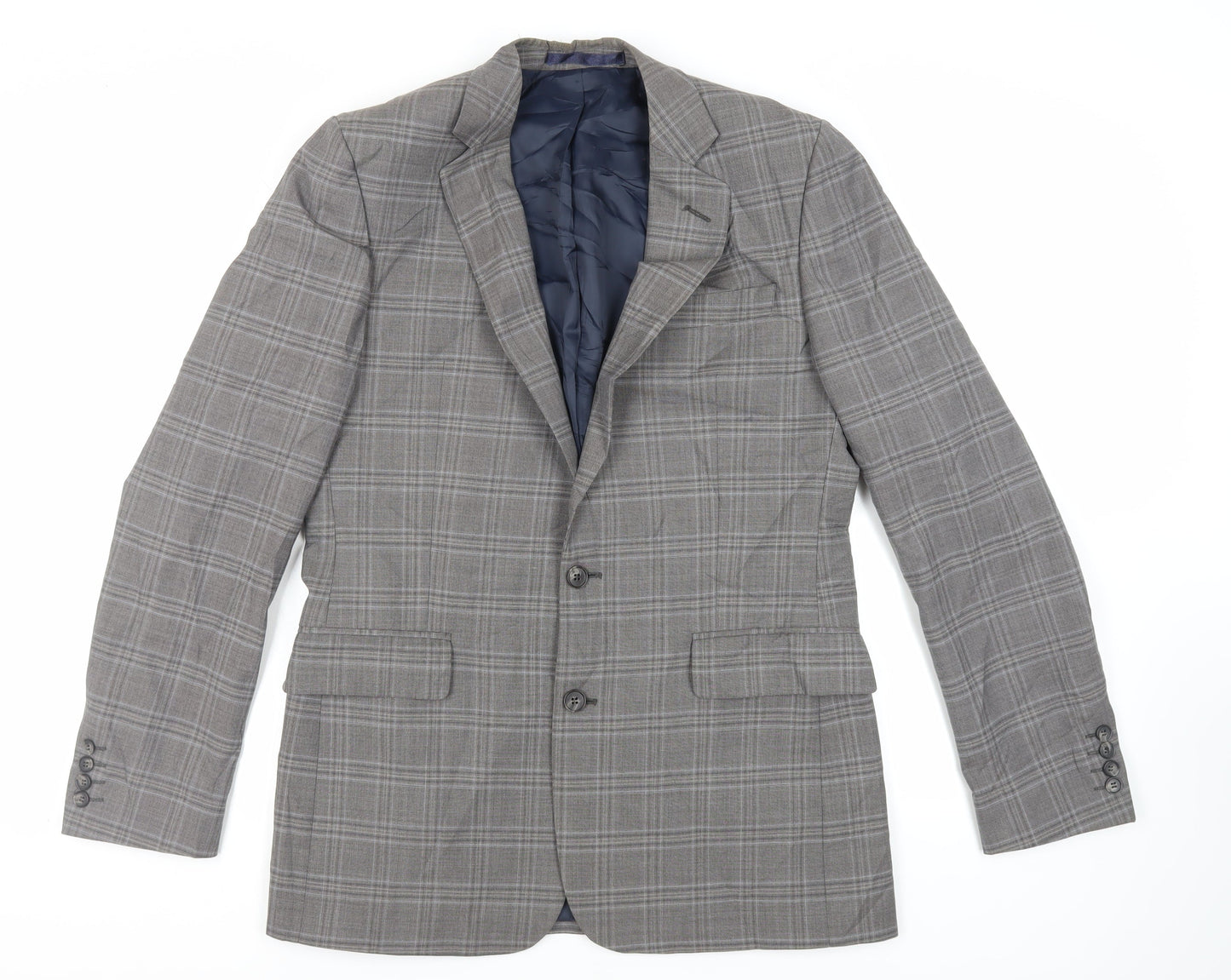 Hammond & Co. Mens Grey Plaid Wool Jacket Suit Jacket Size 40 Regular