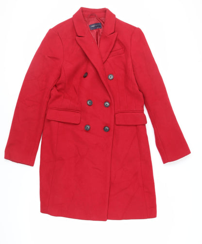 Marks & Spencer Womens Red Pea Coat Coat Size 12 Button
