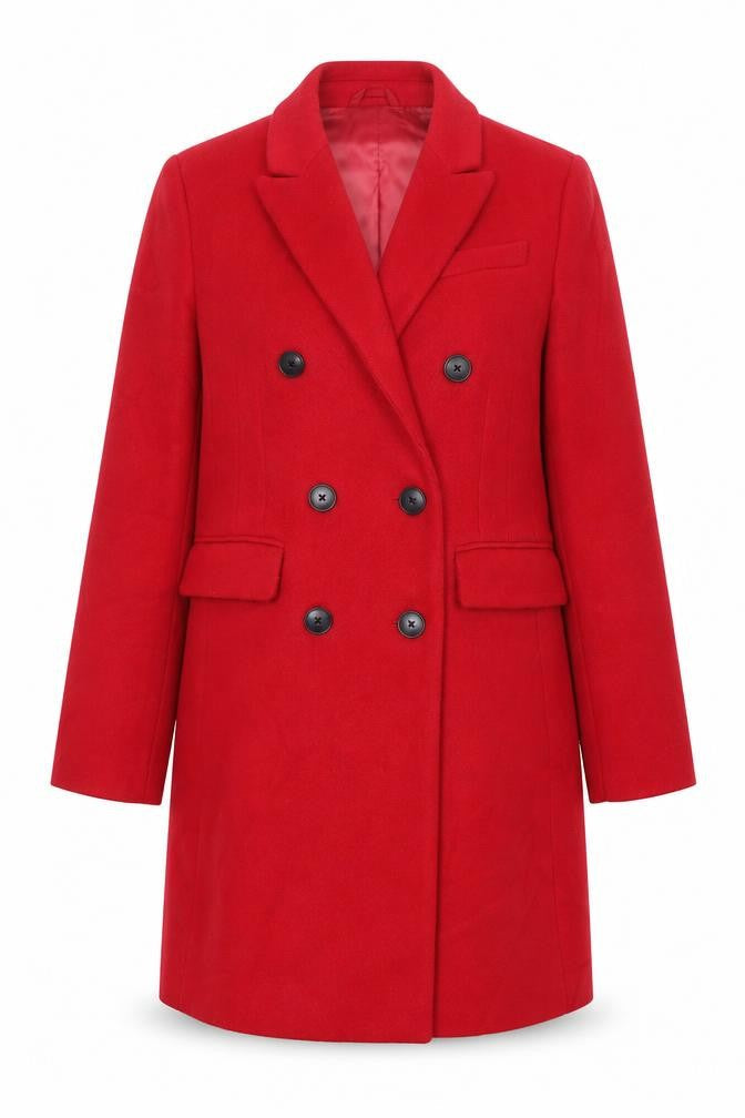 Marks & Spencer Womens Red Pea Coat Coat Size 12 Button