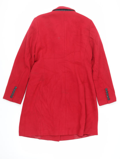Marks & Spencer Womens Red Pea Coat Coat Size 12 Button