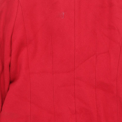 Marks & Spencer Womens Red Pea Coat Coat Size 12 Button
