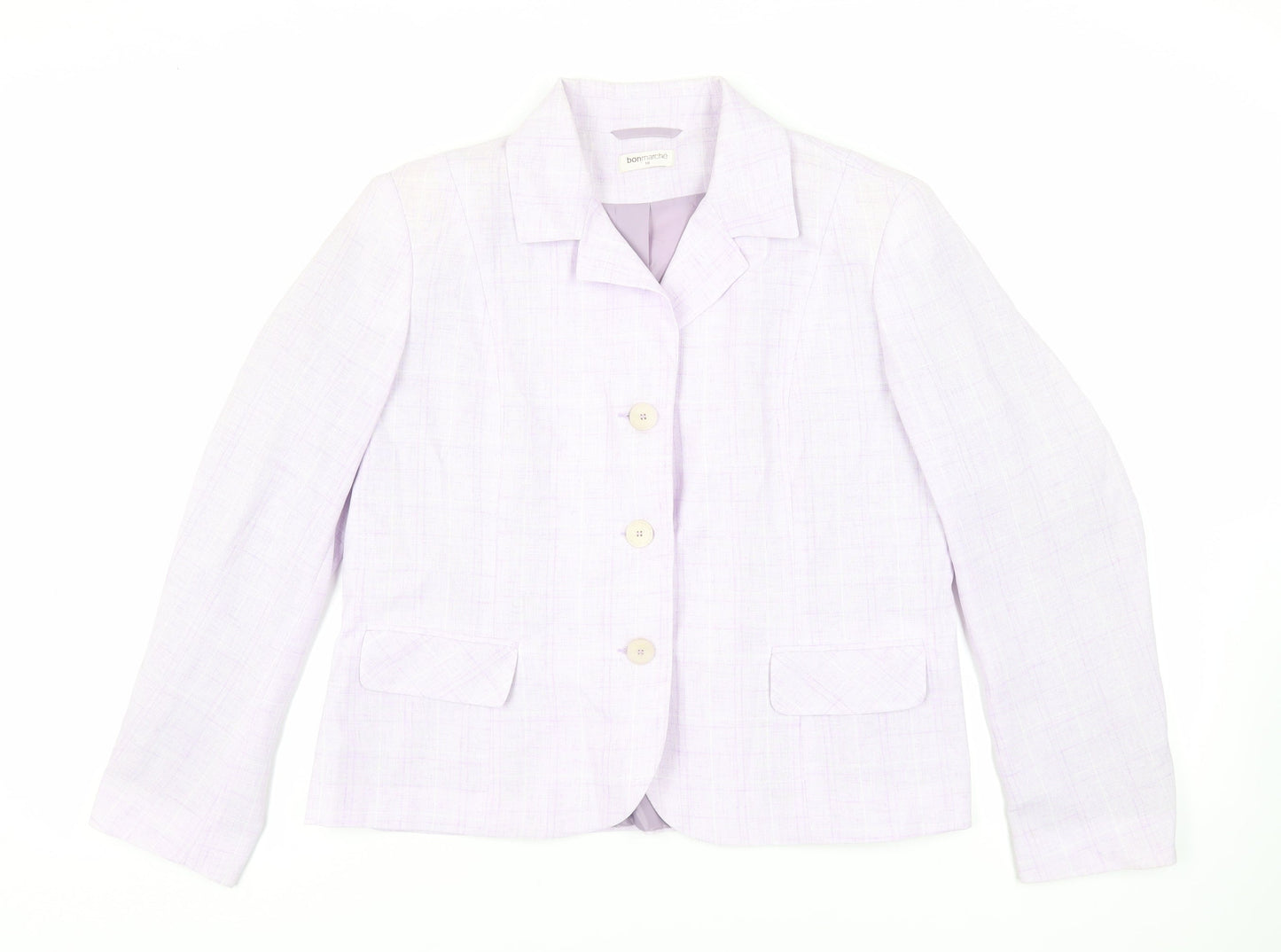 Bonmarché Womens Purple Plaid Jacket Blazer Size 18 Button