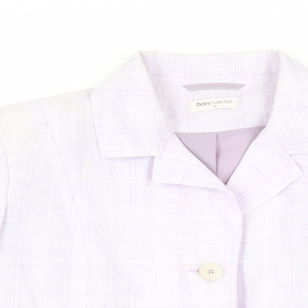 Bonmarché Womens Purple Plaid Jacket Blazer Size 18 Button