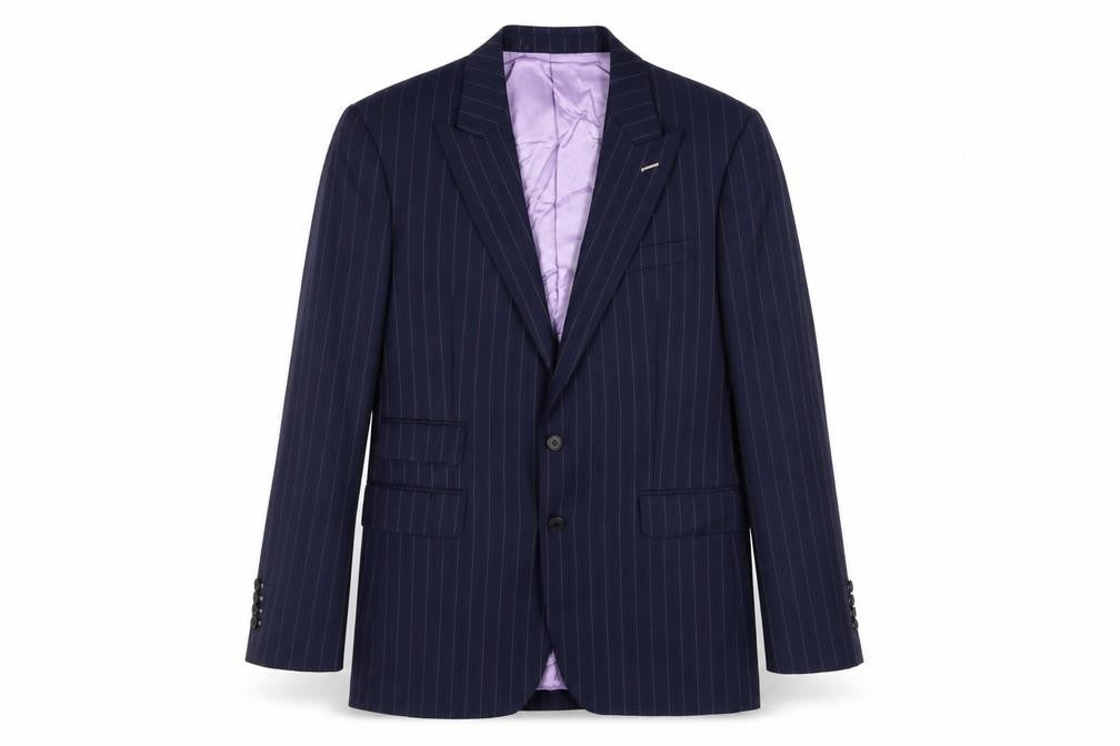 Berkley Bowen Mens Blue Striped Polyester Jacket Suit Jacket Size 40 Regular