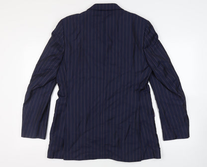 Berkley Bowen Mens Blue Striped Polyester Jacket Suit Jacket Size 40 Regular