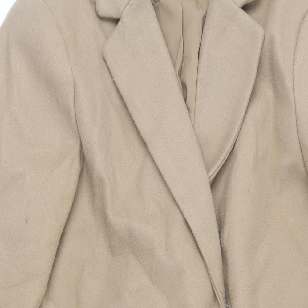 Marks and Spencer Womens Beige Overcoat Coat Size 16 Snap