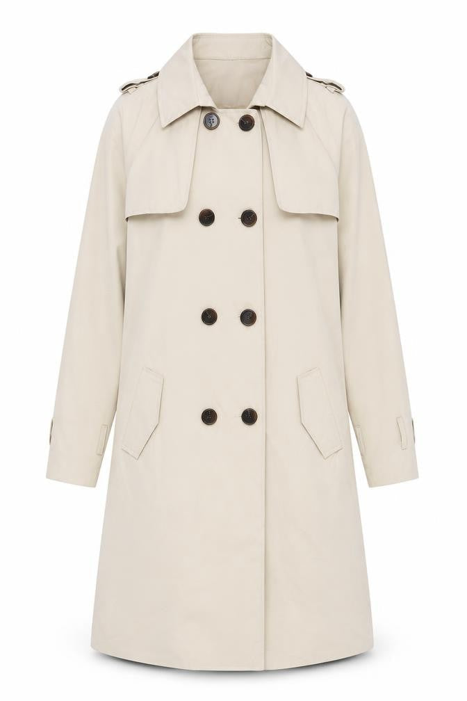 IVIVI Womens Beige Trench Coat Coat Size M Button