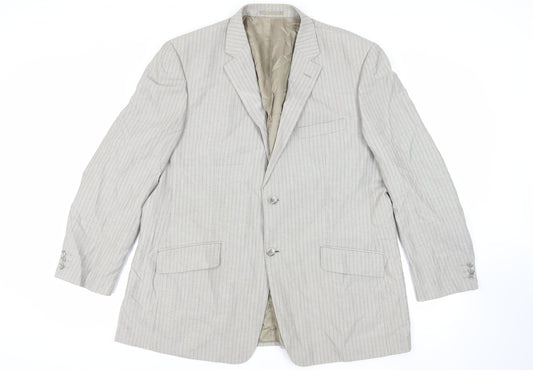 Brook Taverner Mens Grey Striped Polyester Jacket Suit Jacket Size 48 Regular