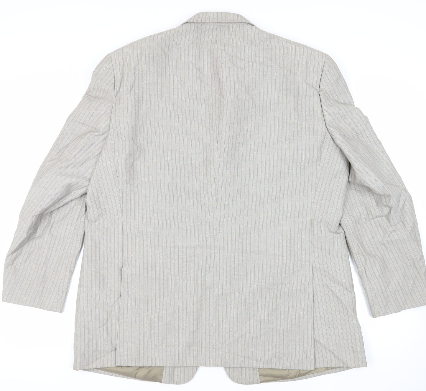 Brook Taverner Mens Grey Striped Polyester Jacket Suit Jacket Size 48 Regular