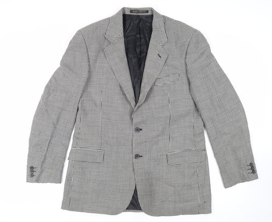 Marks and Spencer Mens Black Geometric Wool Jacket Blazer Size 42 Regular