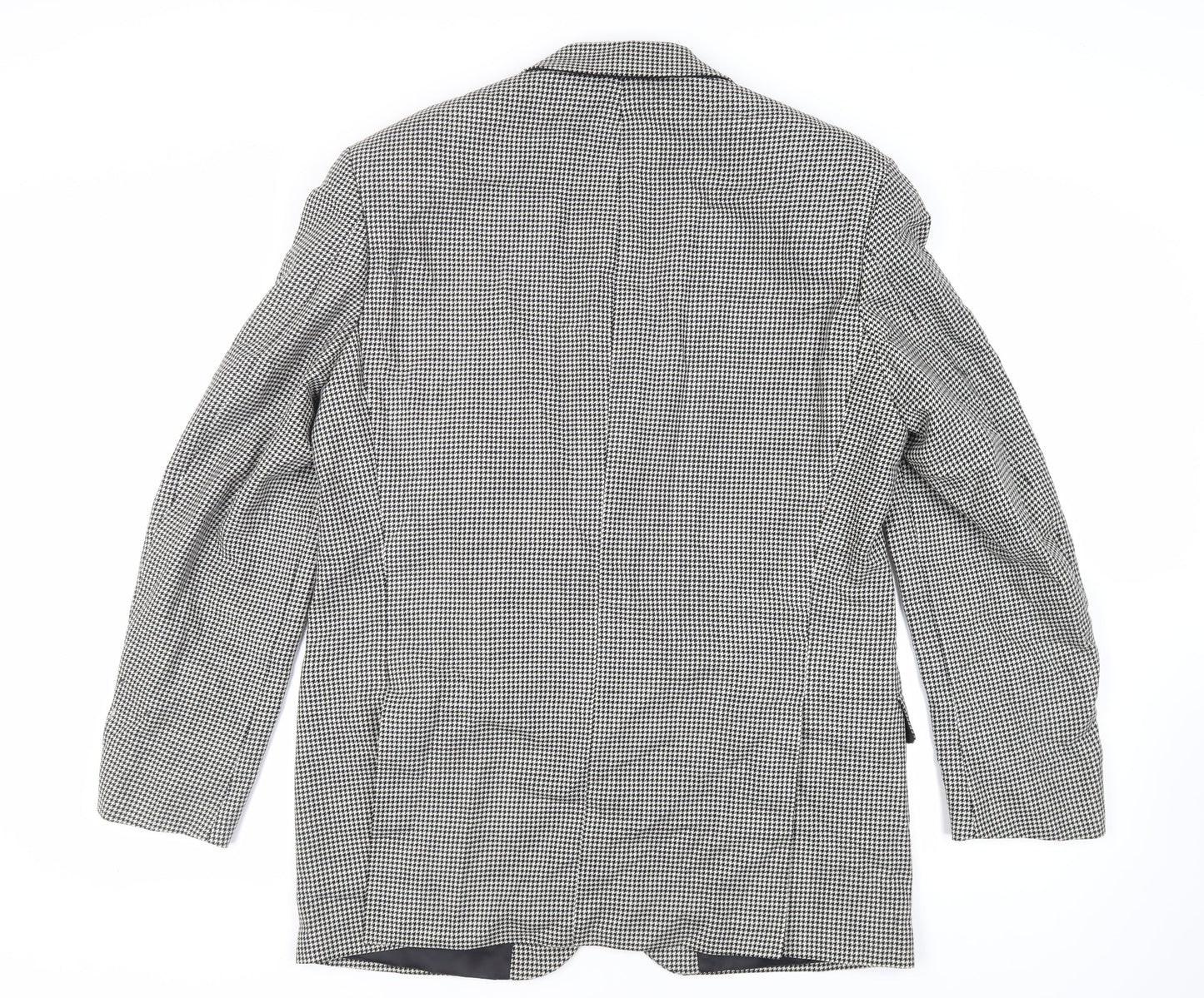 Marks and Spencer Mens Black Geometric Wool Jacket Blazer Size 42 Regular