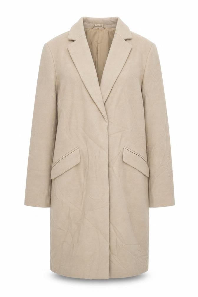 Marks & Spencer Womens Beige Overcoat Coat Size 14 Snap