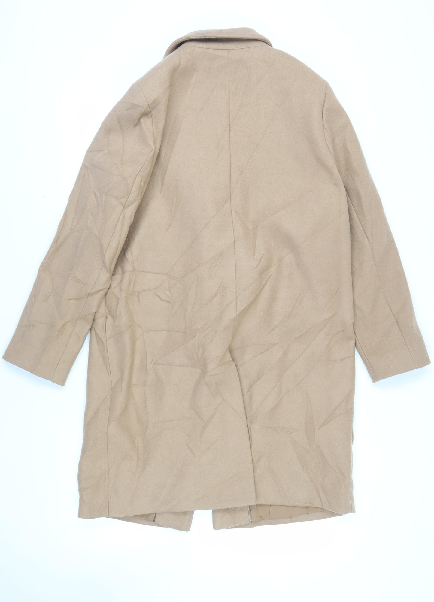 Marks and Spencer Womens Beige Overcoat Coat Size 14 Snap