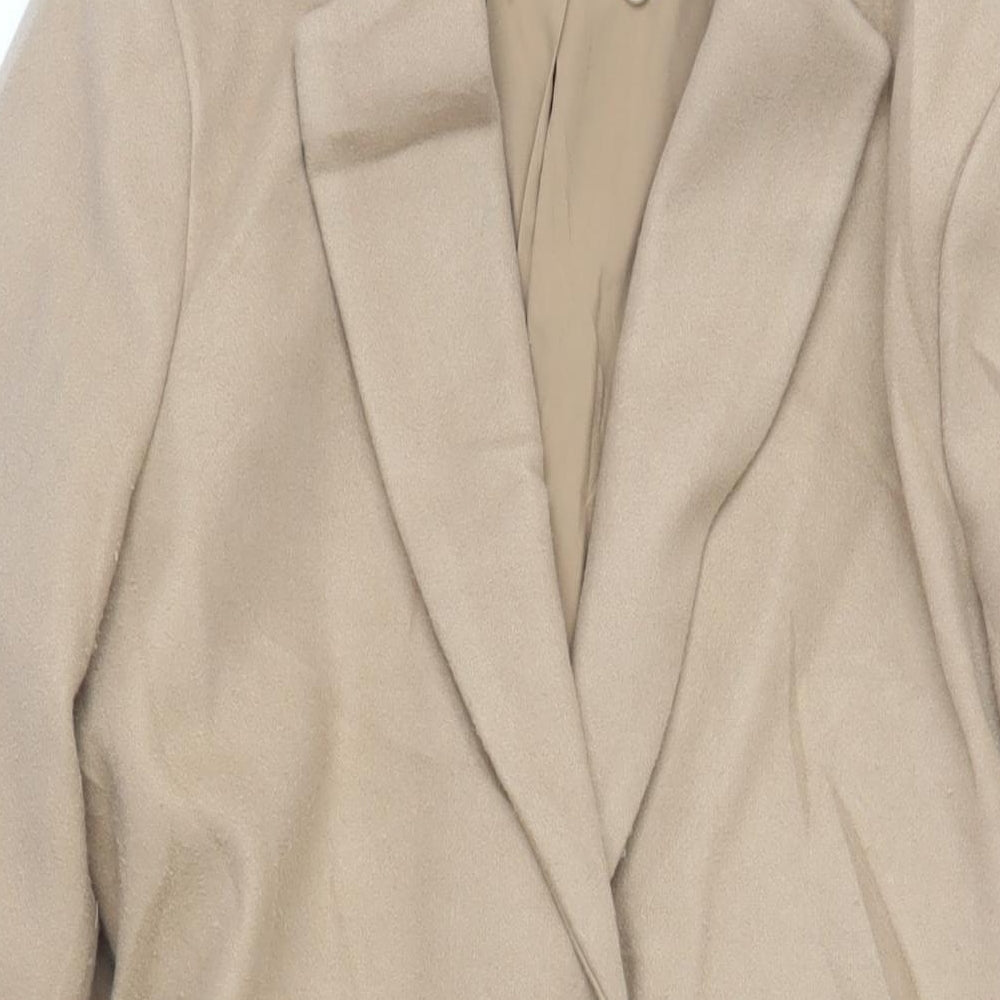 Marks and Spencer Womens Beige Overcoat Coat Size 14 Snap