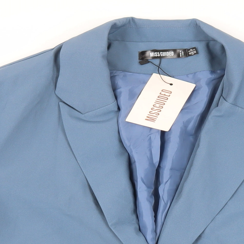 Missguided Womens Blue Jacket Blazer Size 6 Button