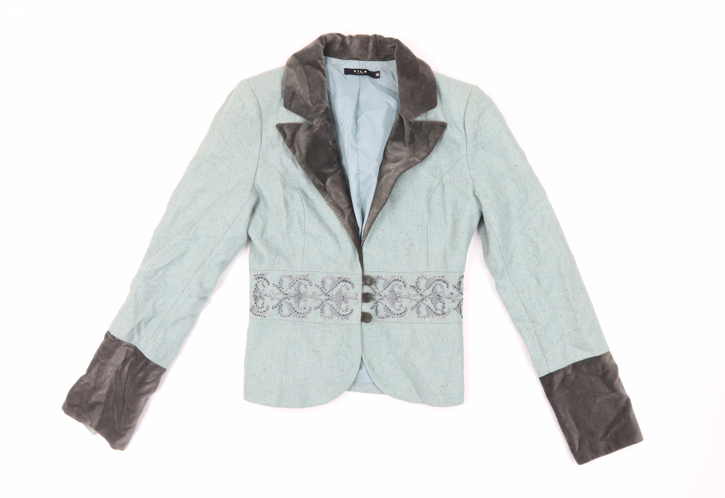 VILA Womens Green Jacket Blazer Size XS Button - Embroidered