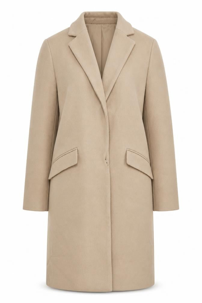 Marks and Spencer Womens Beige Overcoat Coat Size 10 Snap