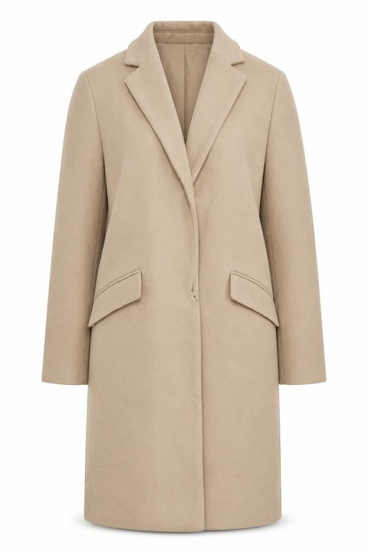 Marks & Spencer Womens Beige Overcoat Coat Size 10 Snap