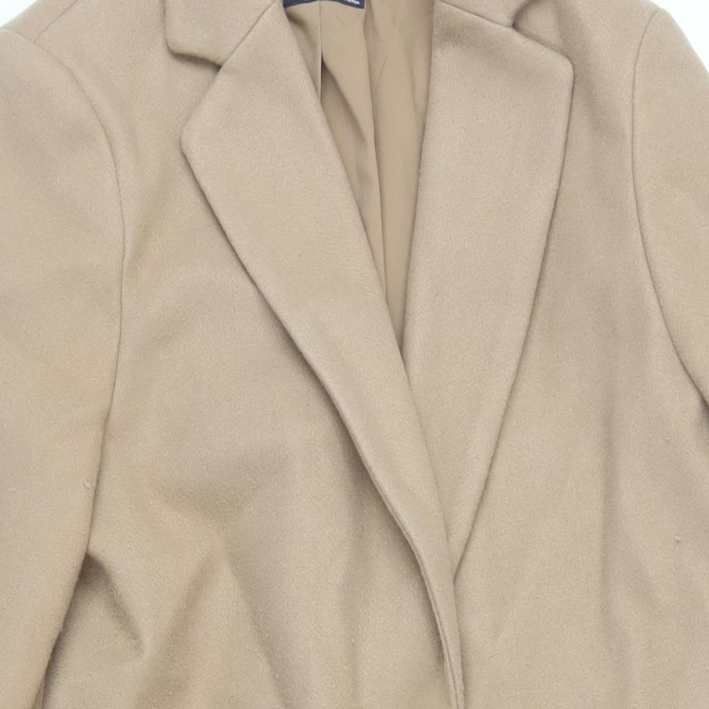 Marks and Spencer Womens Beige Overcoat Coat Size 10 Snap