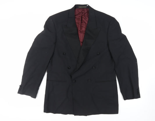 Marks and Spencer Mens Black Polyester Tuxedo Suit Jacket Size 40 Regular