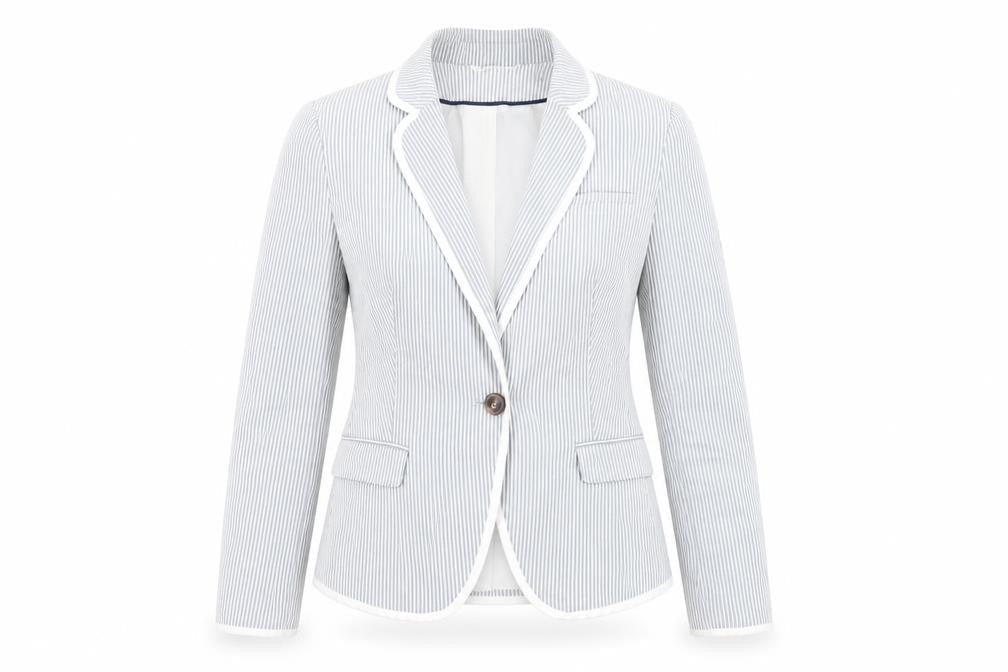 New Look Womens Grey Striped Jacket Blazer Size 10 Button