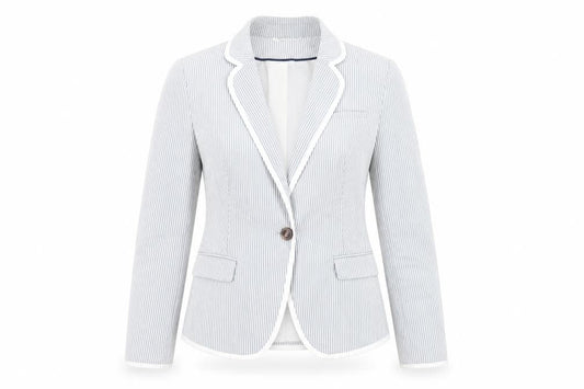 New Look Womens Grey Striped Jacket Blazer Size 10 Button