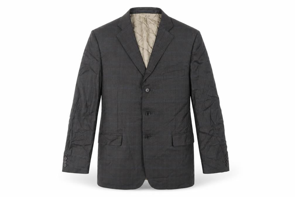 Marks & Spencer Mens Grey Plaid Wool Jacket Suit Jacket Size 44 Regular