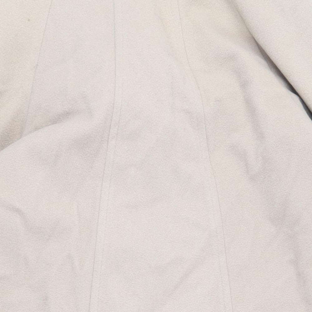Eleganze Womens Beige Overcoat Coat Size 10 Button - Faux Fur Trim