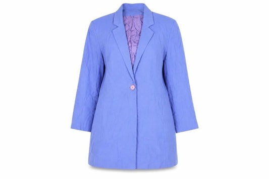 Front view of Principles women’s blue overcoat coat, size UK 14, button