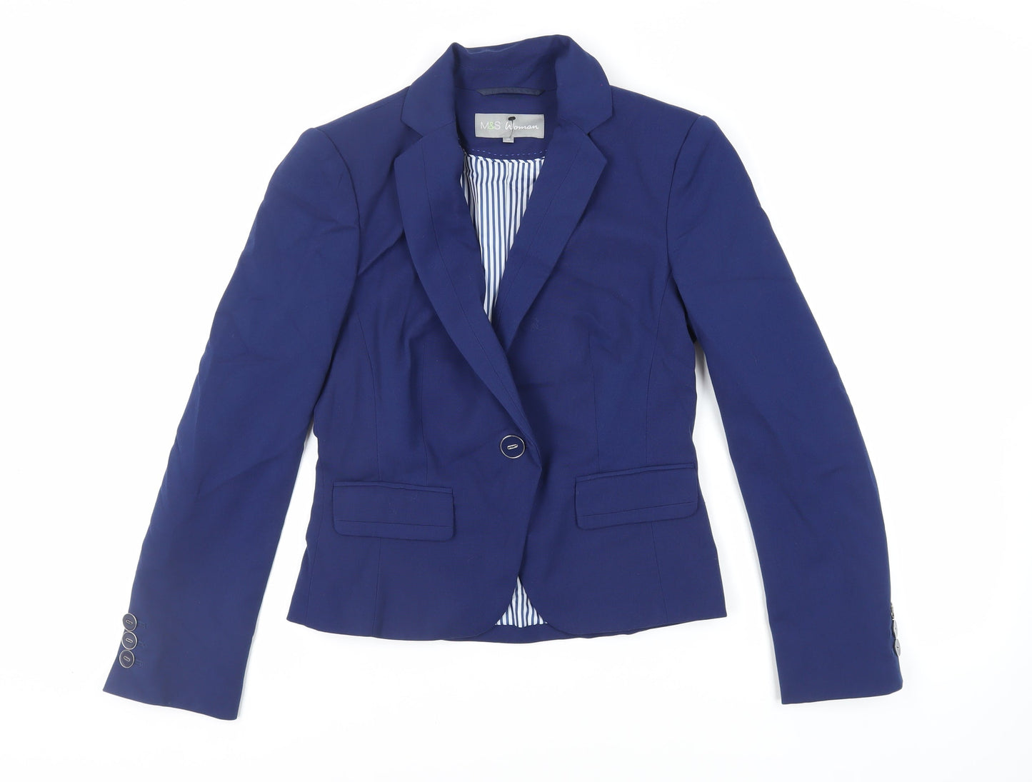 Marks and Spencer Womens Blue Jacket Blazer Size 10 Button