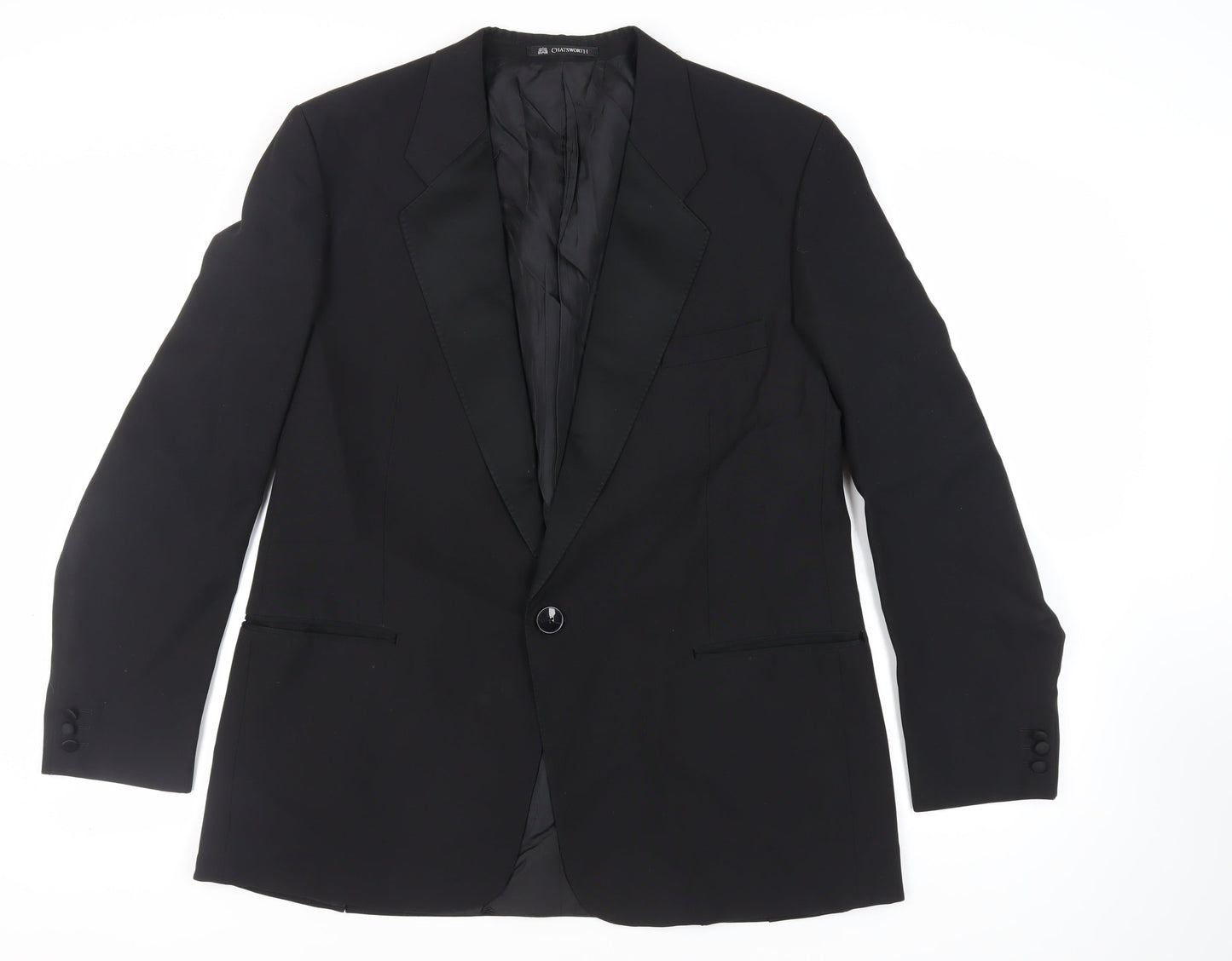 Chatsworth Mens Black Polyester Tuxedo Suit Jacket Size 46 Regular
