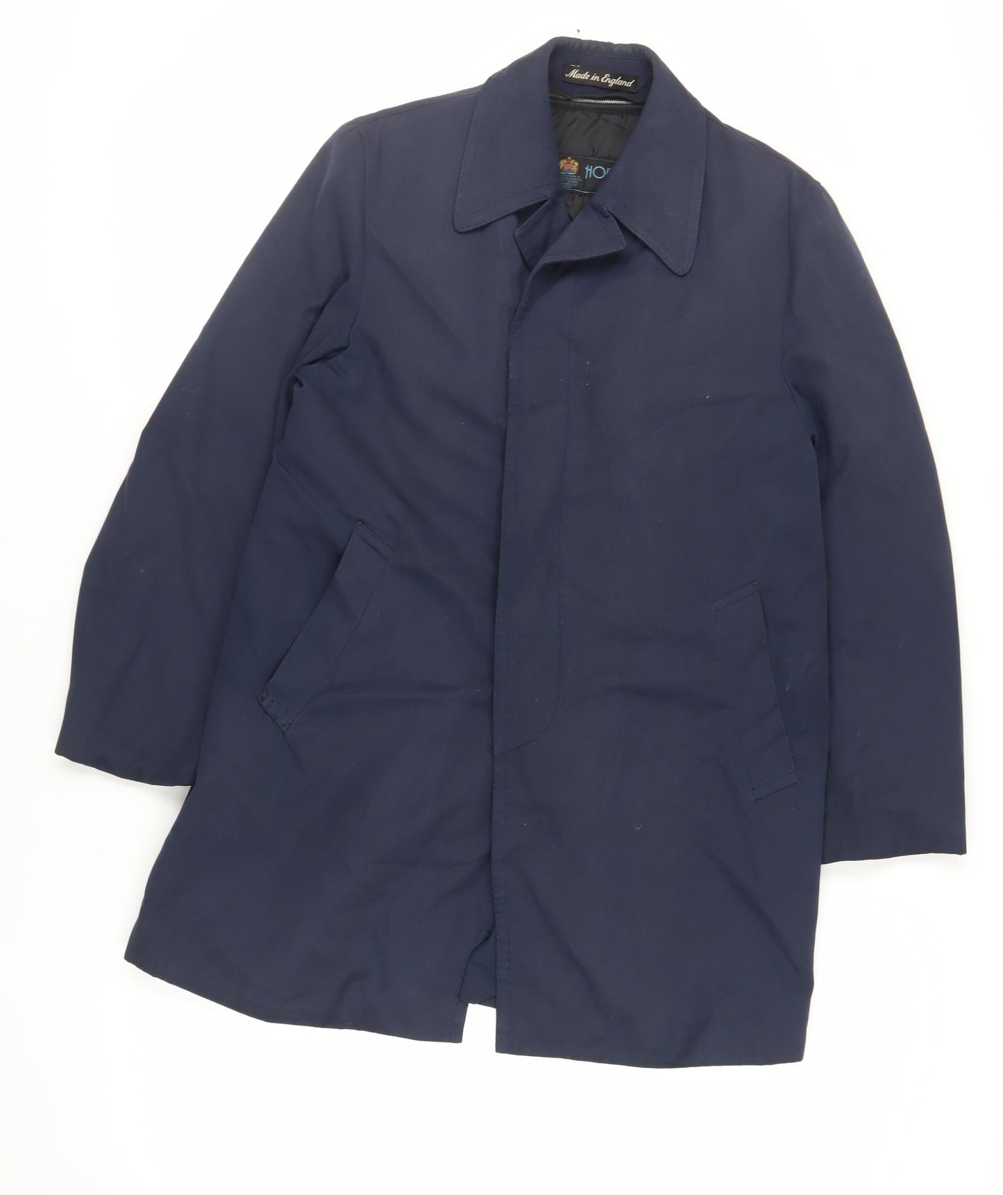 Hornes Mens Blue Overcoat Coat Size S Button