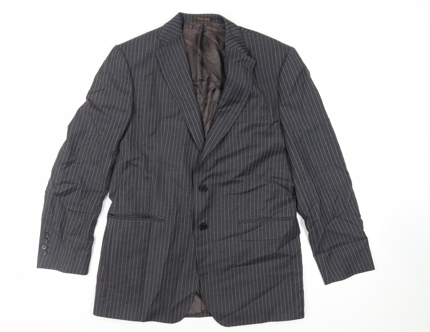 Marks and Spencer Mens Grey Striped Wool Jacket Suit Jacket Size 40 Regular