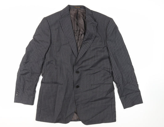 Marks and Spencer Mens Grey Striped Wool Jacket Suit Jacket Size 40 Regular