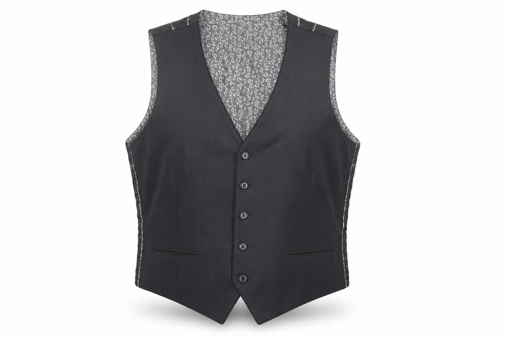 Bossi Mens Black Polyester Jacket Suit Waistcoat Size 36 Regular