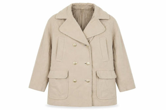 St Michael Womens Beige Pea Coat Coat Size 14 Button