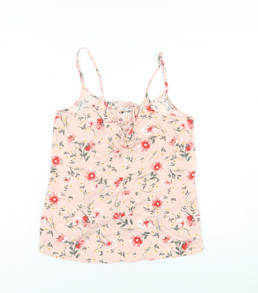 Lily Loves Womens Pink Floral Viscose Camisole T-Shirt Size 10 V-Neck